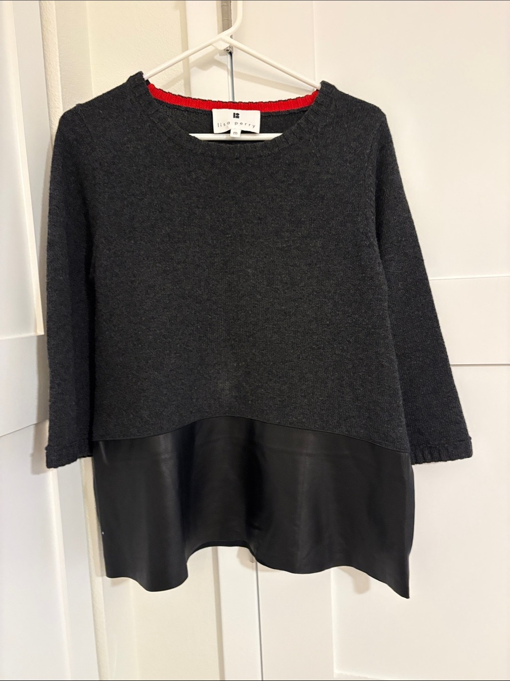LISA PERRY Sweater with Leather Hem